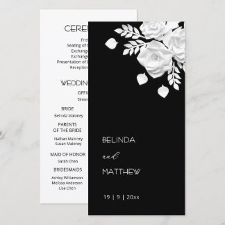 Black And White Paper Cut Roses | Wedding Program