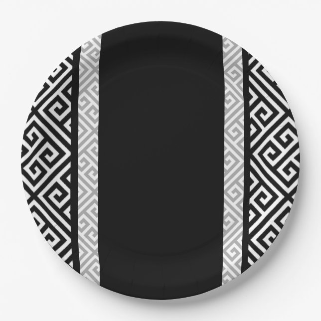 Black, and white paper plate (Front)