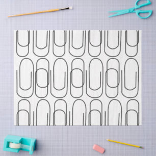 Black and White Paperclip Pattern Tissue Paper