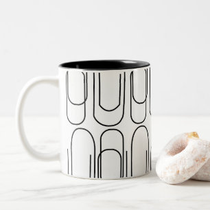 Black and White Paperclip Pattern Two-Tone Coffee Mug