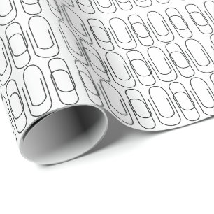 Black and White Paperclip Pattern Wrapping Paper