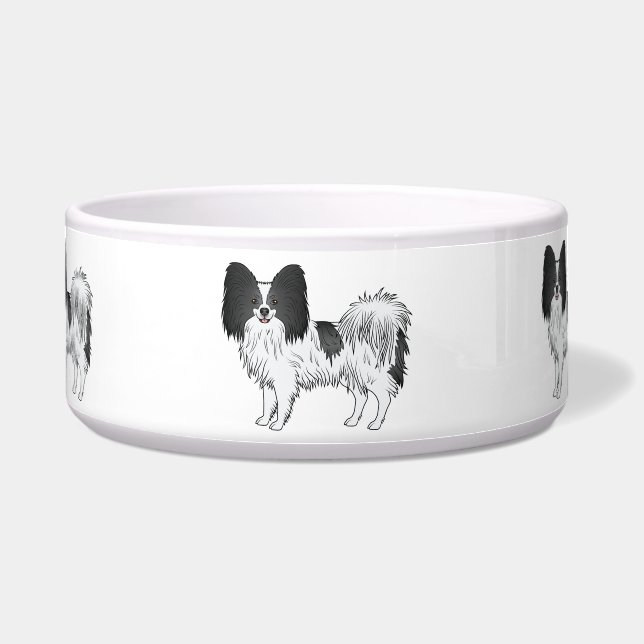 Black And White Papillon Cute Cartoon Dogs (Front)