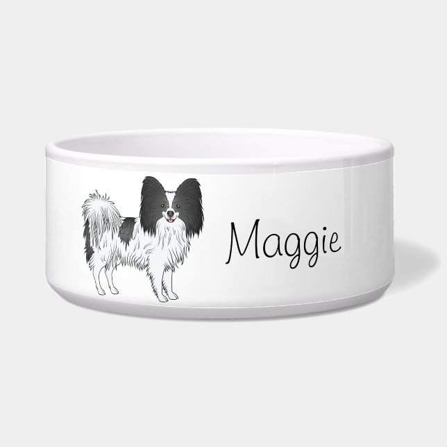 Black And White Papillon Cute Dog With Custom Text (Front)