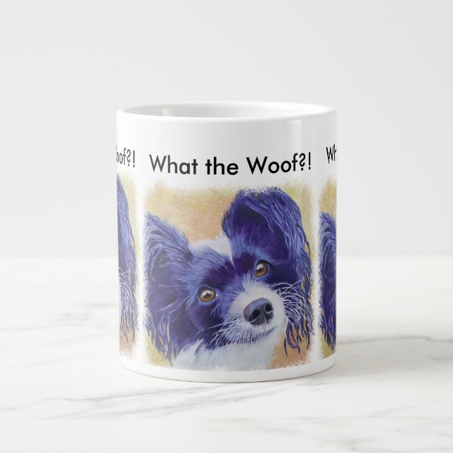 BLACK AND WHITE PAPILLON LARGE COFFEE MUG (Front)