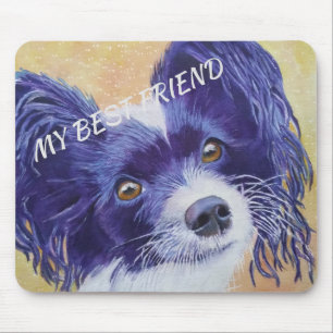 BLACK AND WHITE PAPILLON MOUSE MAT