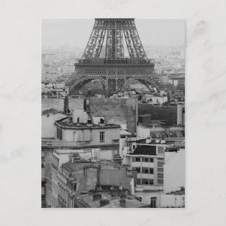 Black and White Paris Aerial view Postcard