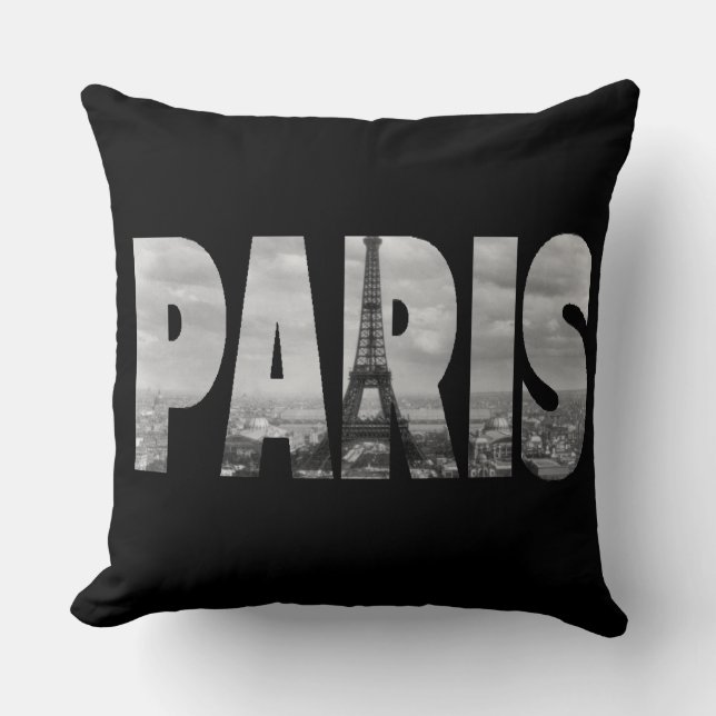 Black and White Paris Cushion (Front)