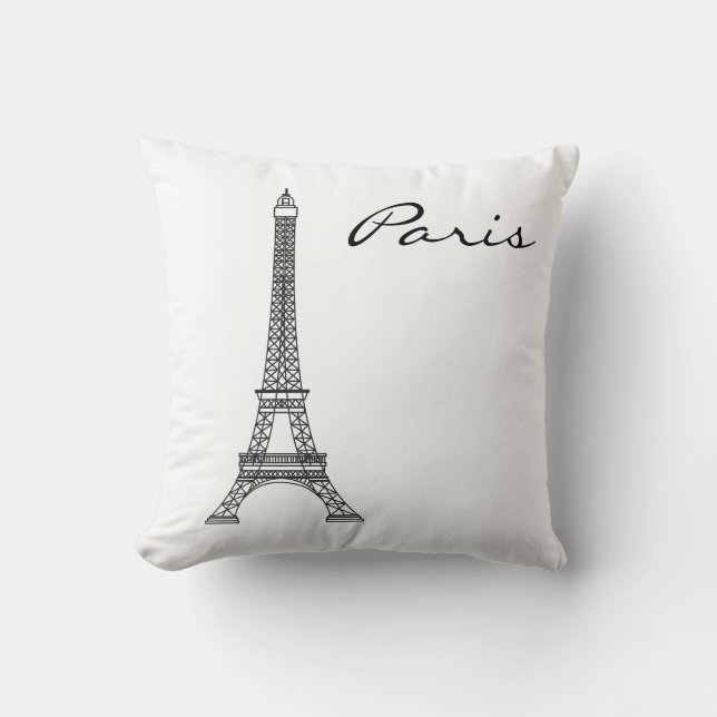 Black and White Paris Landmark Cushion (Front)