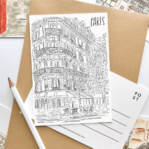 Black and White Parisian Corner Postcard