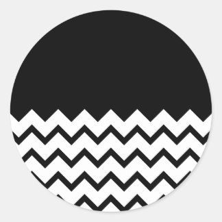 Black and White. Part Zig Zag, Part Plain Black. Classic Round Sticker