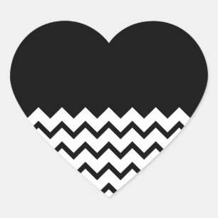 Black and White. Part Zig Zag, Part Plain Black. Heart Sticker