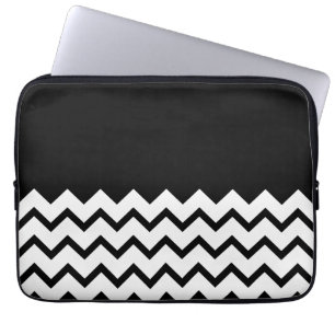 Black and White. Part Zig Zag, Part Plain Black. Laptop Sleeve