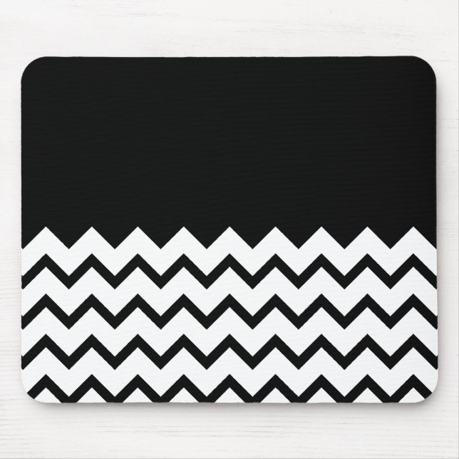 Black and White. Part Zig Zag, Part Plain Black. Mouse Mat (Front)