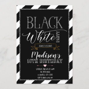 Black and white party invitation