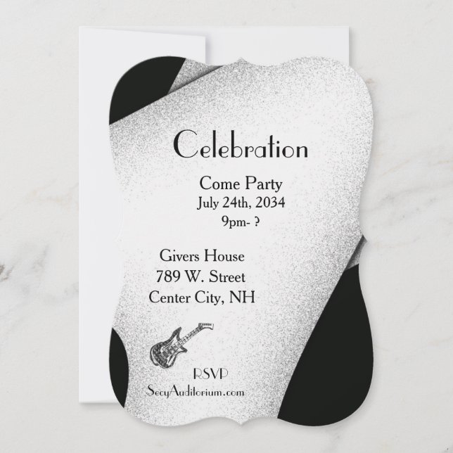 Black and White Party Invitation (Front)