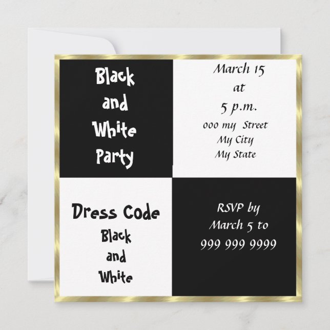 Black and White Party Invitation (Front)