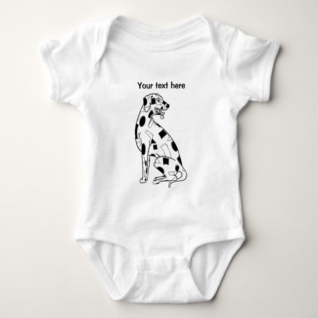 Black and white Patchwork Dalmatian Baby Bodysuit (Front)