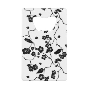 Black and White Pattern Birds on Cherry Blossoms