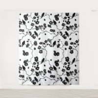 Black and White Pattern Birds on Cherry Blossoms