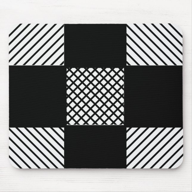 Black and White Pattern Mousepad (Front)