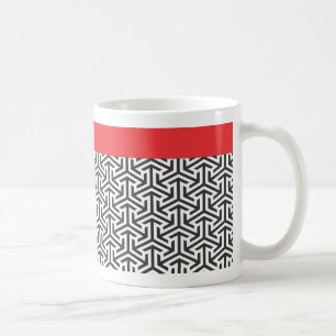 Black And White Pattern Red Stripe Custom Mug