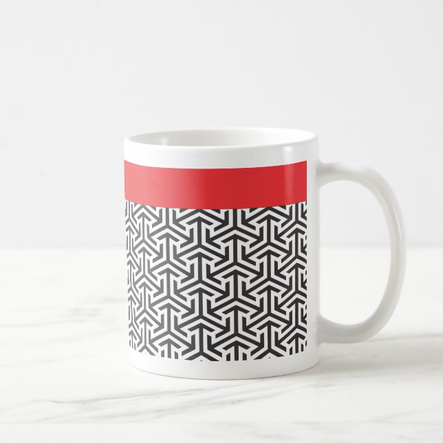 Black And White Pattern Red Stripe Custom Mug (Right)
