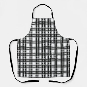 Black and white pattern Tartan geometry chequered Apron