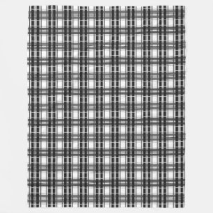 Black and white pattern Tartan geometry chequered Fleece Blanket