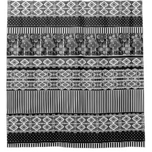 Black and white pattern with lace and patchwork shower curtain