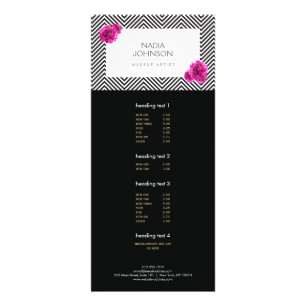 Black and White Pattern with Pink Flowers Beauty Rack Card