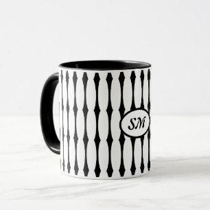 Black and white pattern, your initials or monogram mug