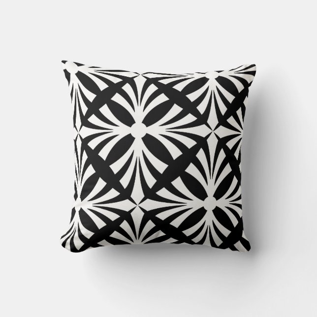 Black and White Patterned American MOJO Pillow (Front)