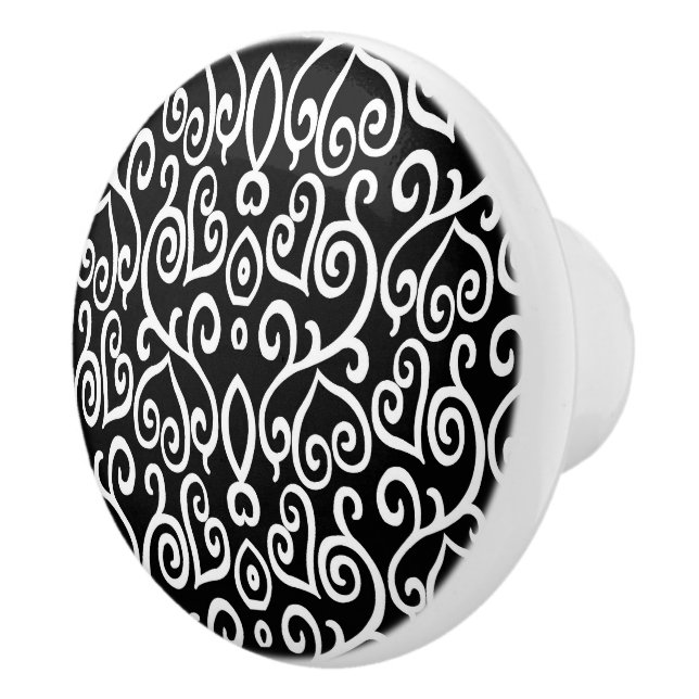 Black and White Patterned Ceramic Knob (Right)