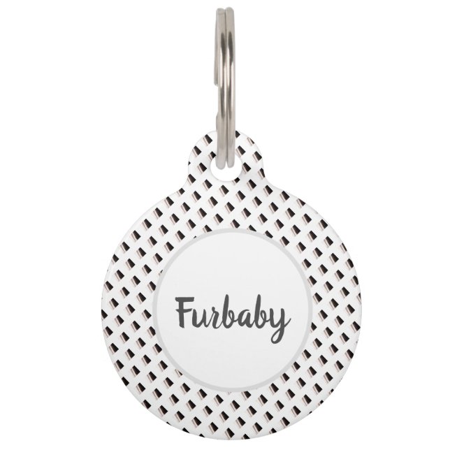 Black and White Patterned Pet Tag (Front)