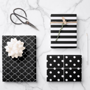 Black and White Patterned Wrapping Paper Sheet