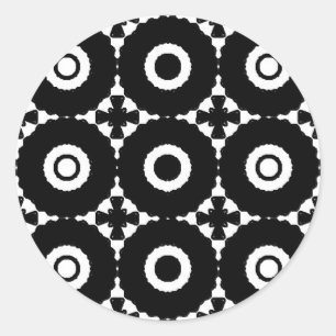 Black and white patterns classic round sticker