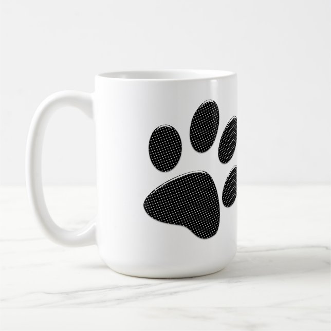 Black and white paw polka dots coffee mug (Left)