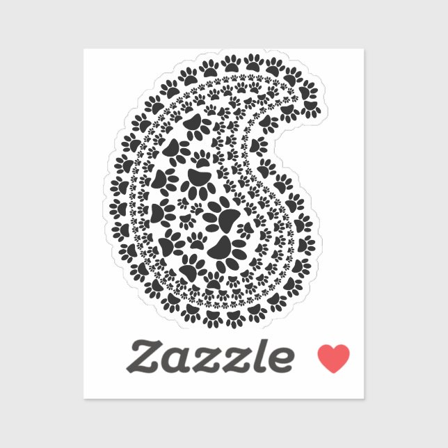 Black And White Paw Print Paisley Pattern (Sheet)