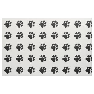 Black and White Paw Print Pattern Fabric