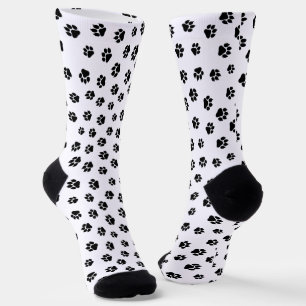 Black and White Paw Print Pattern Socks