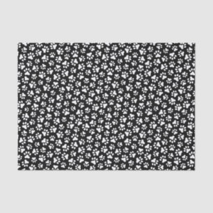 Black and white paw print pattern tissue paper