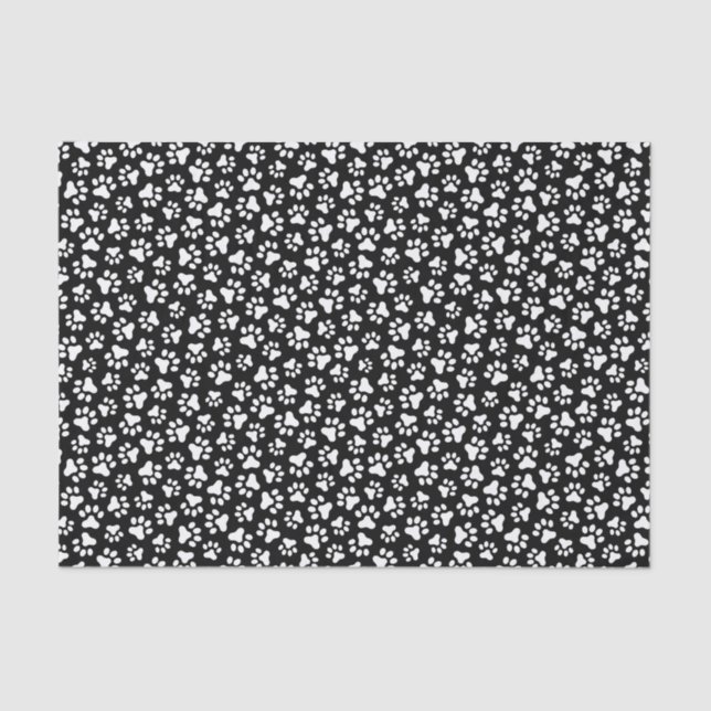 Black and white paw print pattern tissue paper (Front)