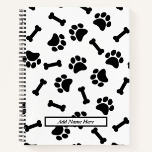 Black and White Paw Print Spiral Notebook