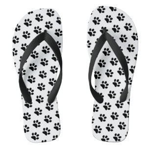 Black And White Paw Prints Animal Patterns Stylish Flip Flops
