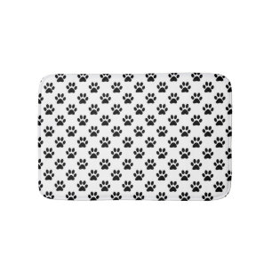 Black and White Paw Prints Bath Mat