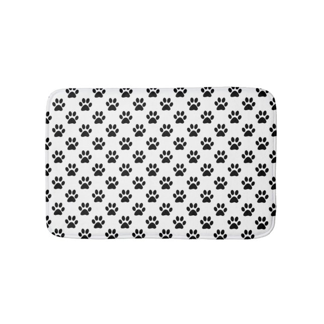 Black and White Paw Prints Bath Mat (Front)