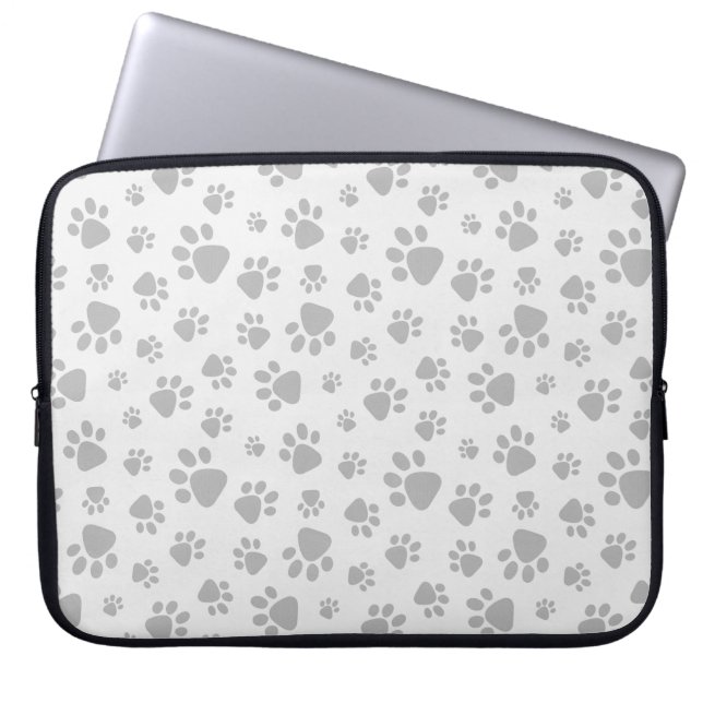 Black And White Paw Prints Laptop Sleeve (Front)