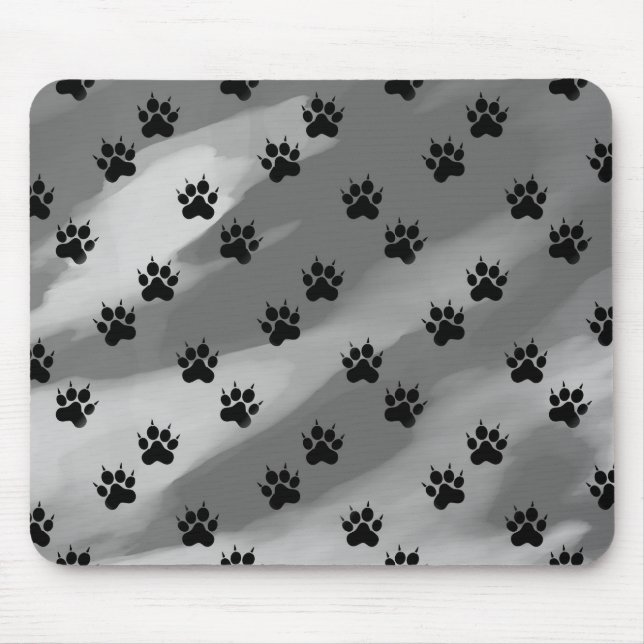 Black and White Paw Prints Pattern Mouse Mat (Front)