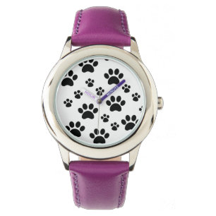 Black and White Pawprint Watch