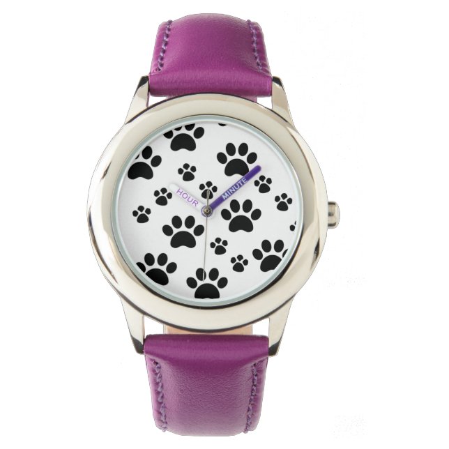 Black and White Pawprint Watch (Front)